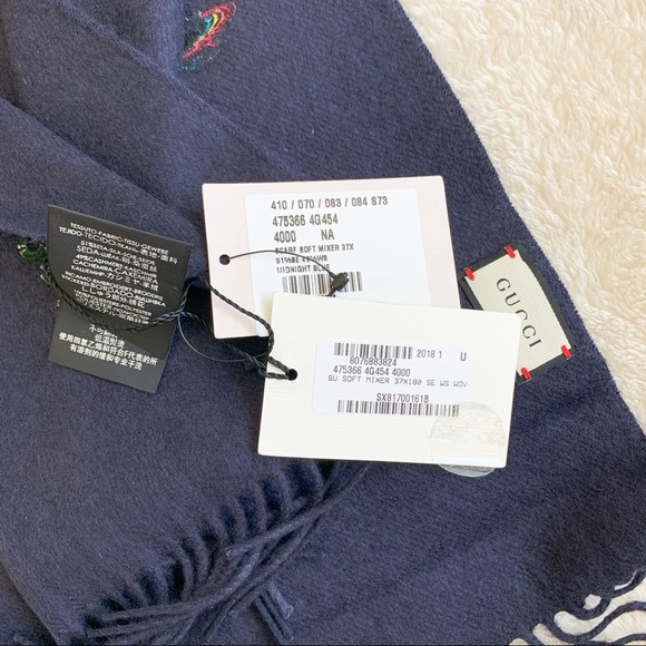 NWT Authentic Gucci Embroidery Cashmere Silk Scarf - Picture 4 of 5